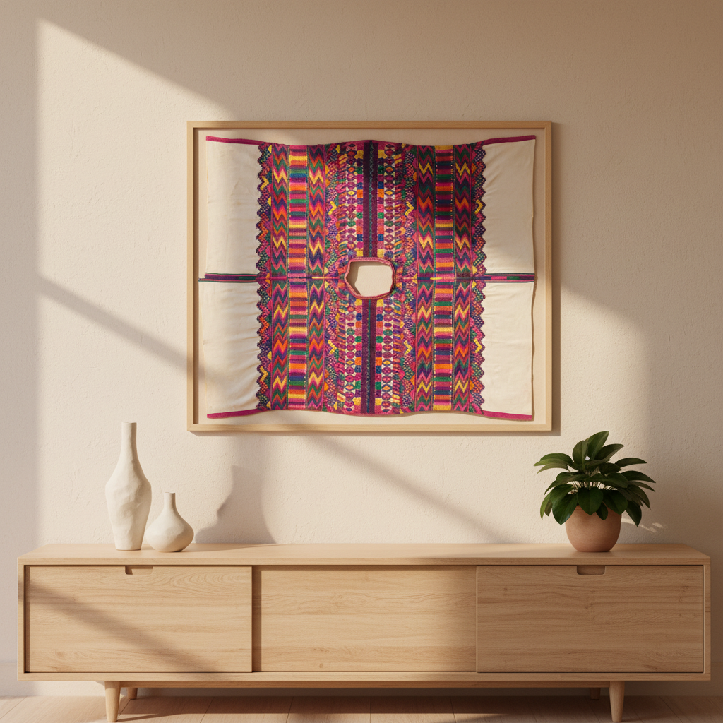 Monumental Framed Antique Hand-woven Huipil Art (Trade)