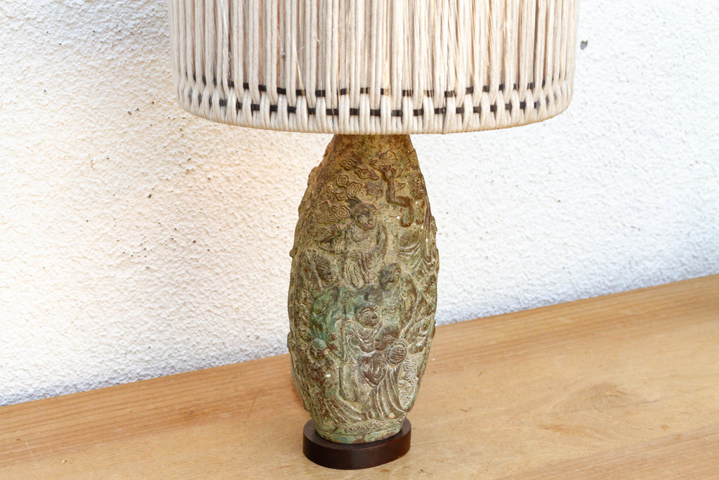 Antique Archaic Verdigris Bronze Lamp