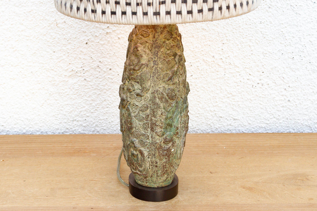 Antique Archaic Verdigris Bronze Lamp