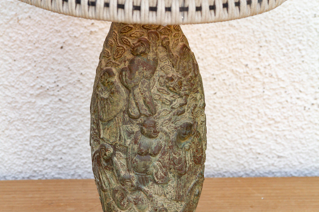 Antique Archaic Verdigris Bronze Lamp