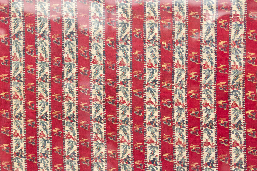 Framed Antique Silk Red & Gold Woven Wall Art