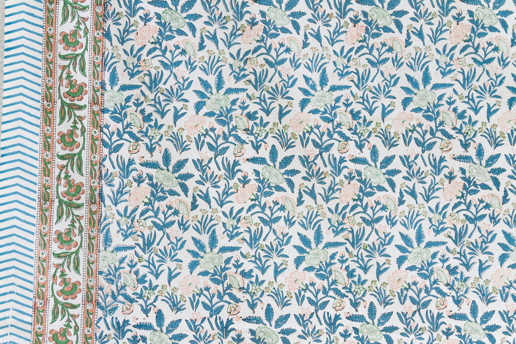 Garden Daydream Hand Blockprint Cotton Coverlet