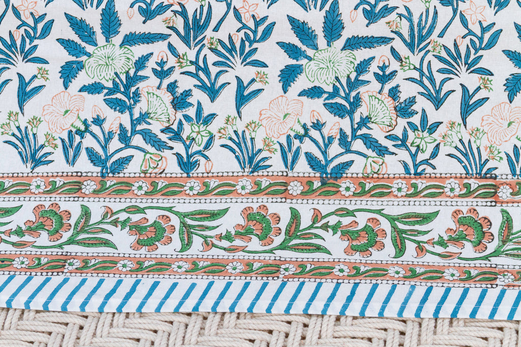 Garden Daydream Hand Blockprint Cotton Coverlet