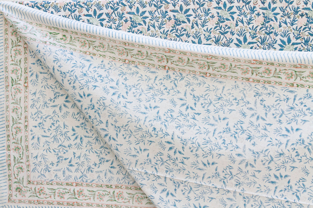 Garden Daydream Hand Blockprint Cotton Coverlet