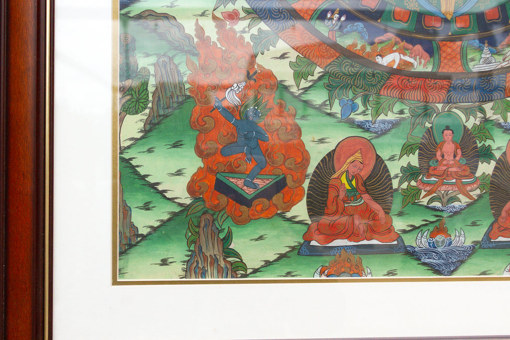 Framed Buddhist Mandala Tibetan Thangka