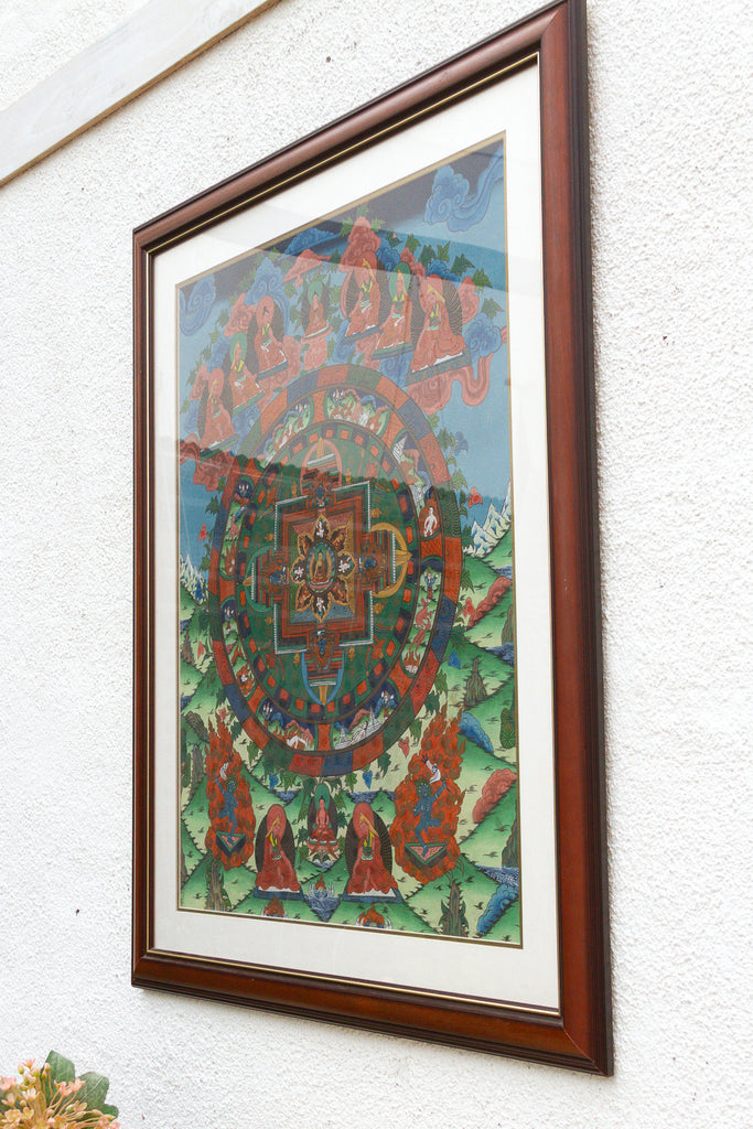 Framed Buddhist Mandala Tibetan Thangka