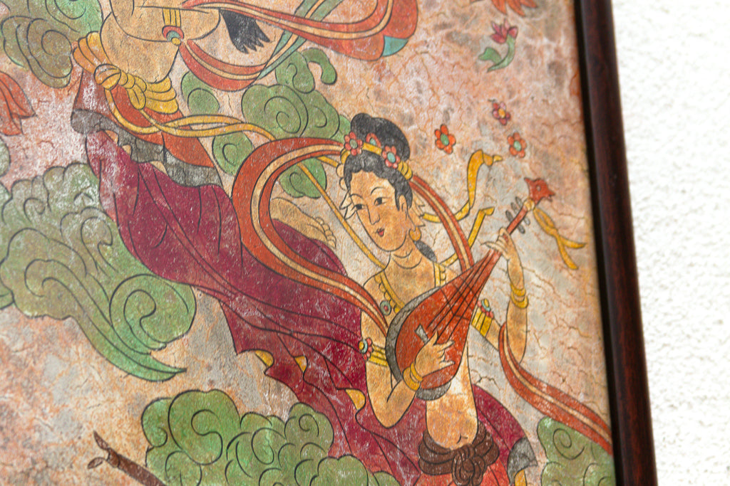 Framed Fresco Style Chinese Mural Fragment Art (Trade)