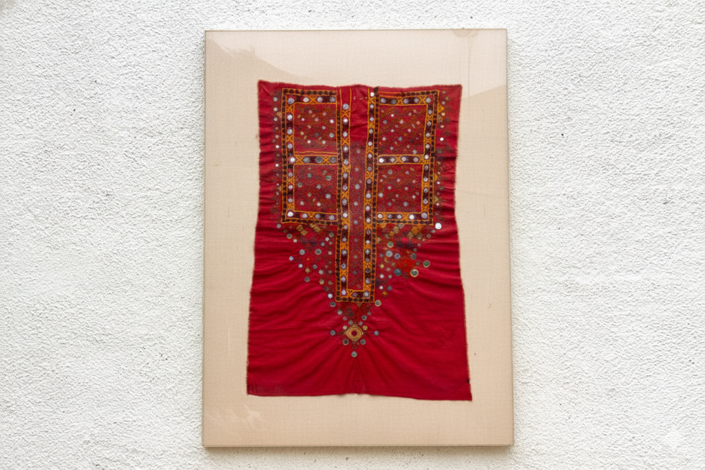 Antique Rabari Tribal Embroidered Textile on Modern Frame