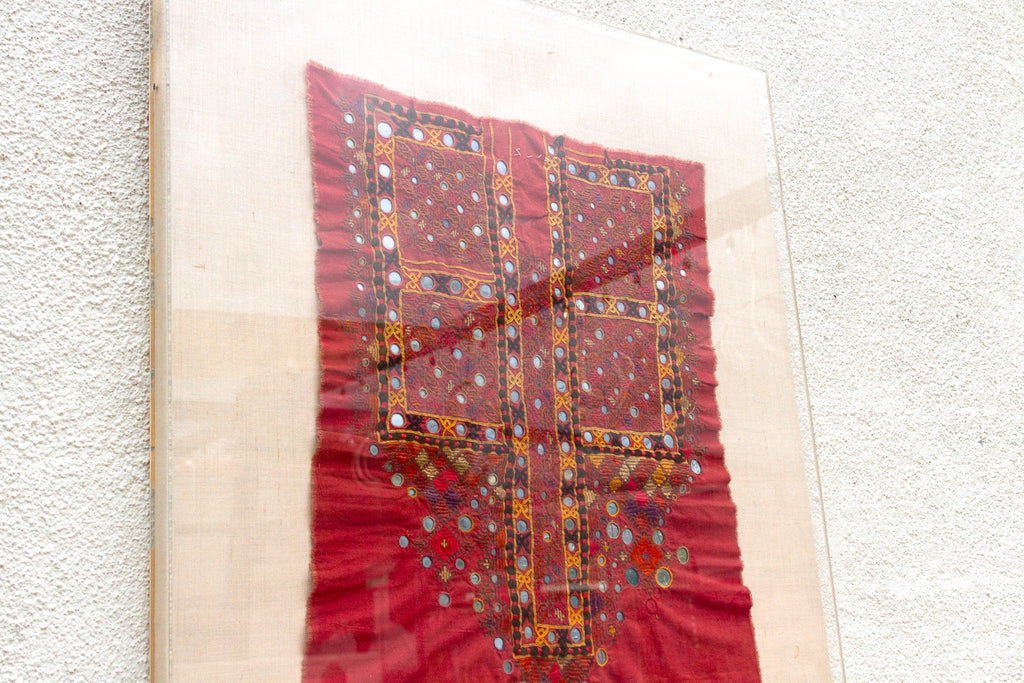 Antique Rabari Tribal Embroidered Textile on Modern Frame