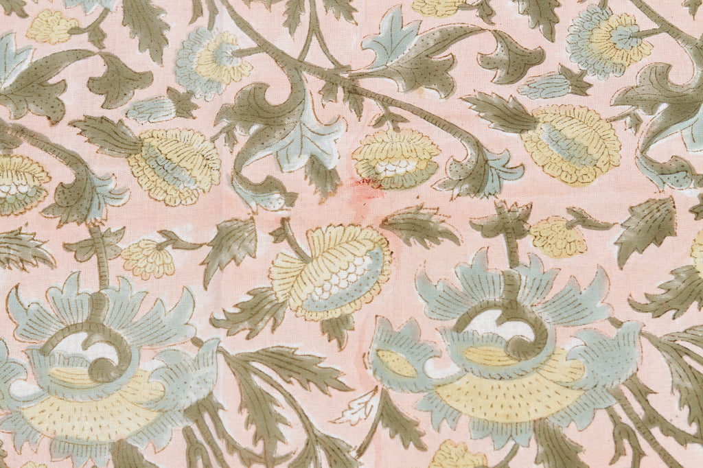 Desert Birdsong, Hand Blockprint Cotton Coverlet