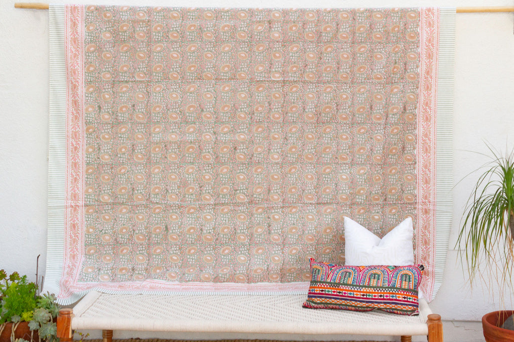 Paisley Dreams, Hand Blockprint Cotton Coverlet