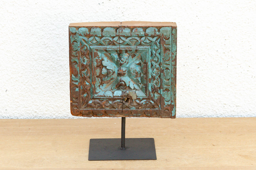 Cobalt Blue Scroll Antique Beam Fragment