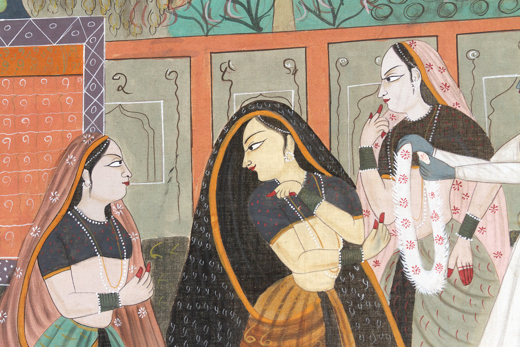 Framed Vintage Indian Night Scene Painting