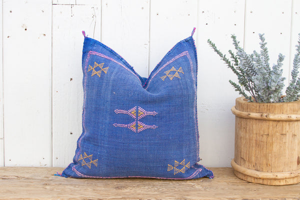 Cobalt Moroccan Silk Rug Pillow