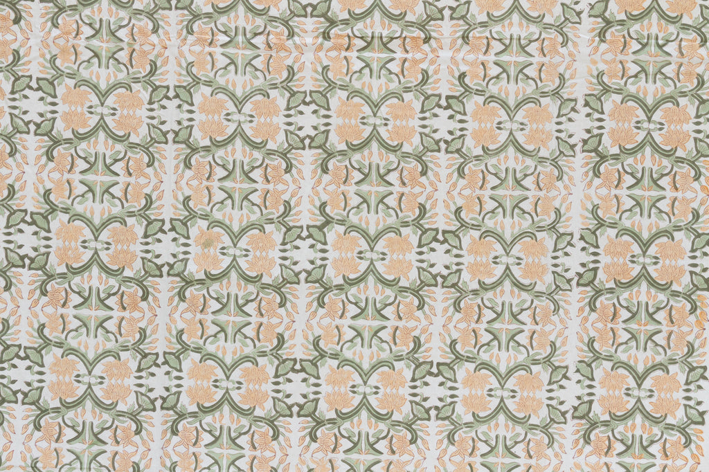 Palace Scroll, Hand Blockprint Cotton Coverlet II