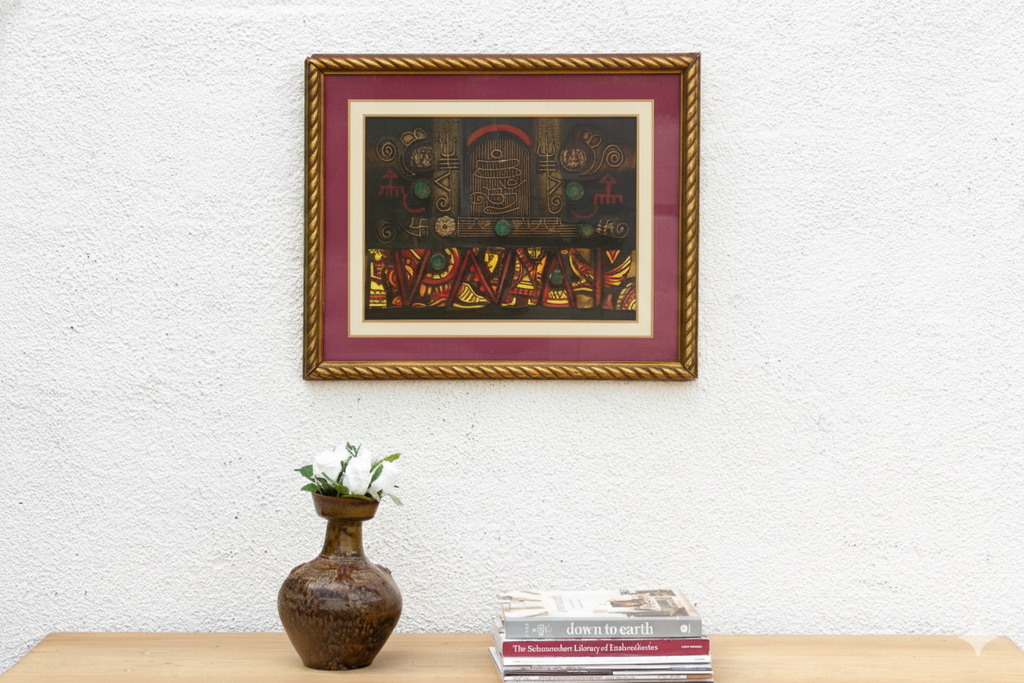 Mixed Media Tribal Indian Relief Art