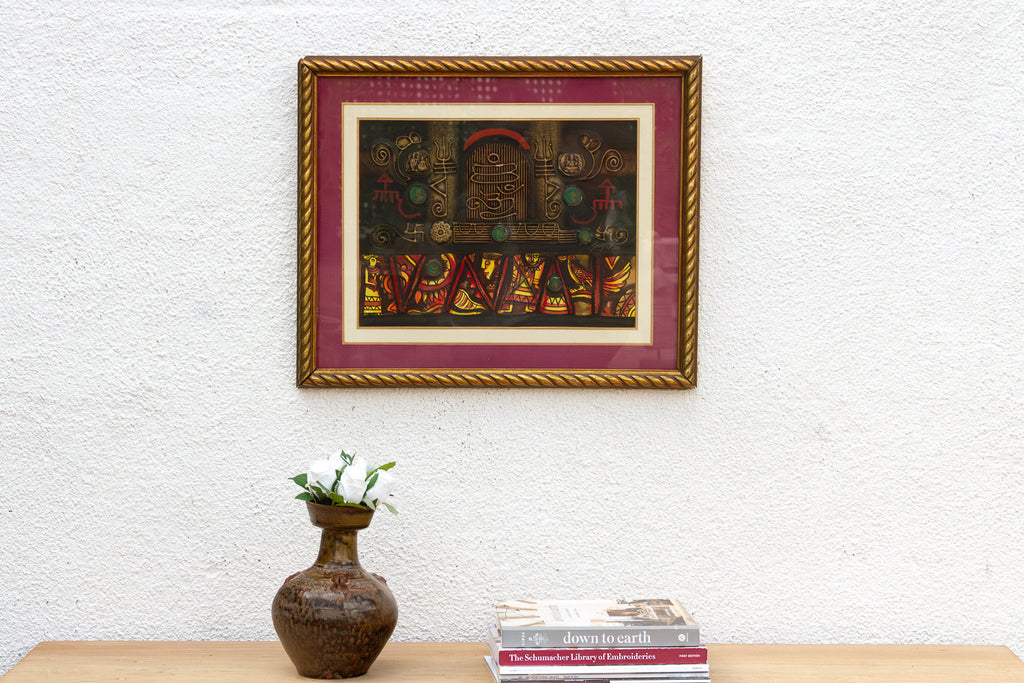 Mixed Media Tribal Indian Relief Art