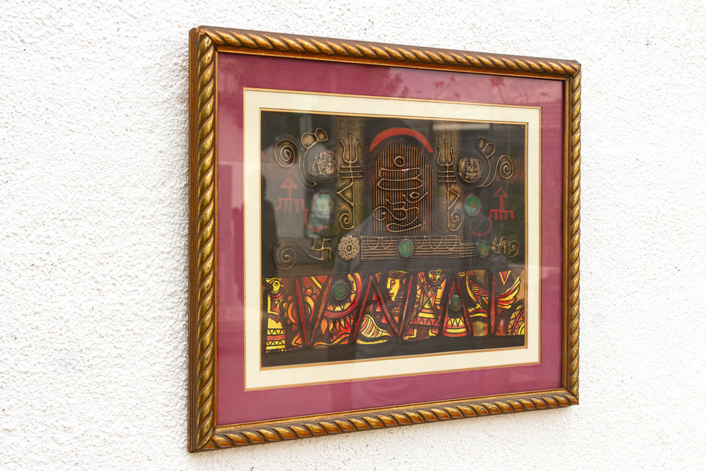 Mixed Media Tribal Indian Relief Art