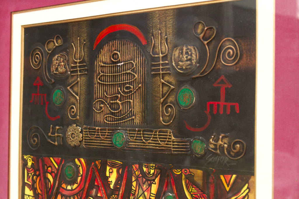 Mixed Media Tribal Indian Relief Art