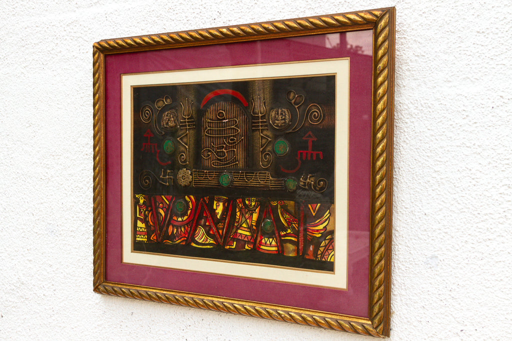 Mixed Media Tribal Indian Relief Art