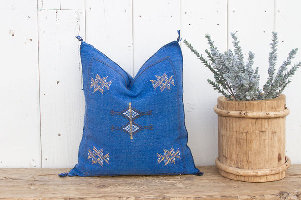 Sapphire Moroccan Silk Rug Pillow
