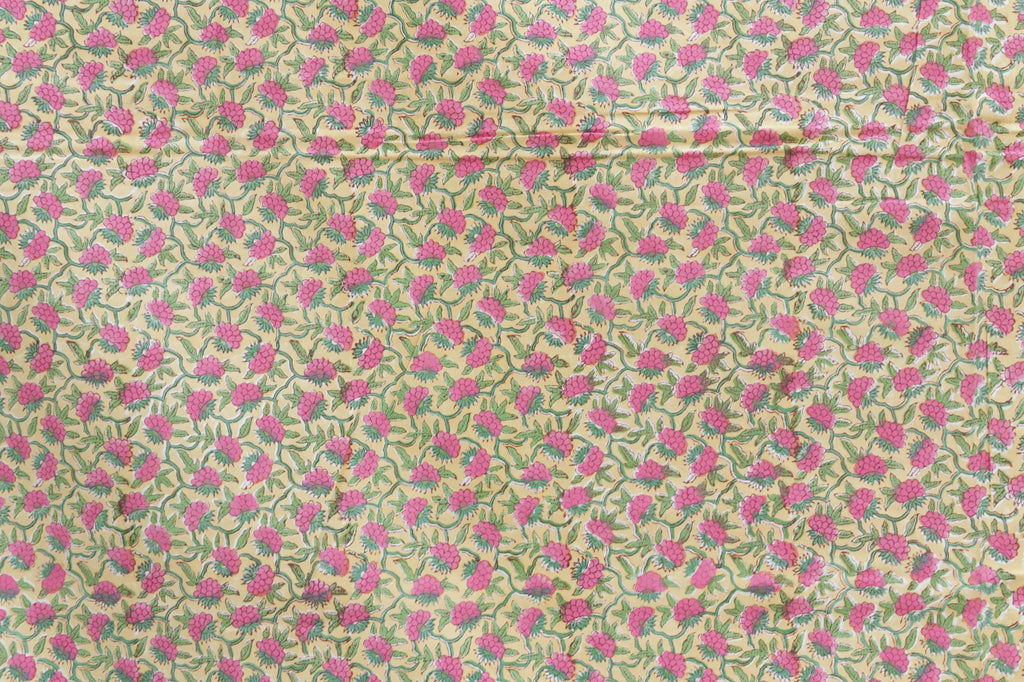 Delicate Blossom, Hand Blockprint Cotton Coverlet