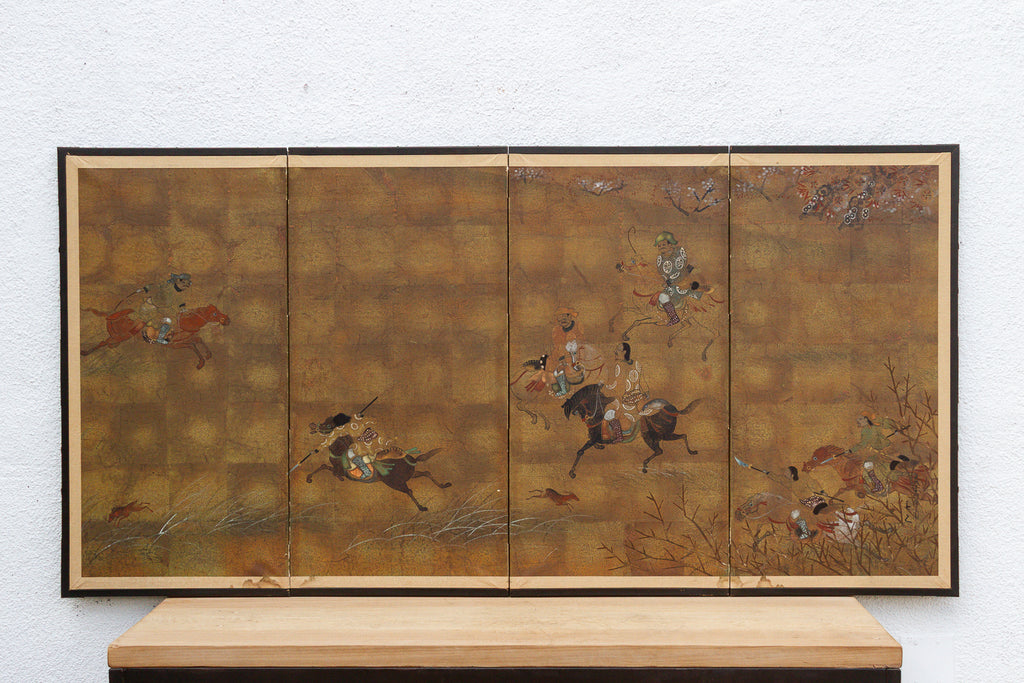 Antique Japanese Gold Leaf Byobu Painted Screen