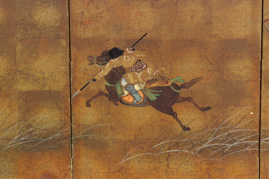 Antique Japanese Gold Leaf Byobu Painted Screen