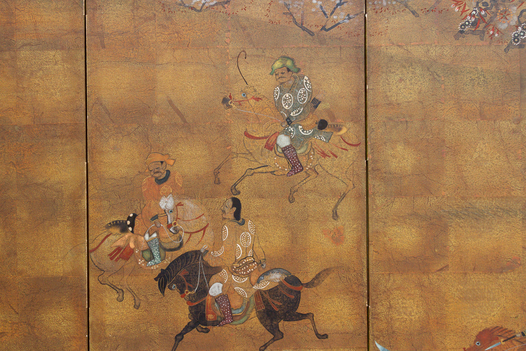 Antique Japanese Gold Leaf Byobu Painted Screen