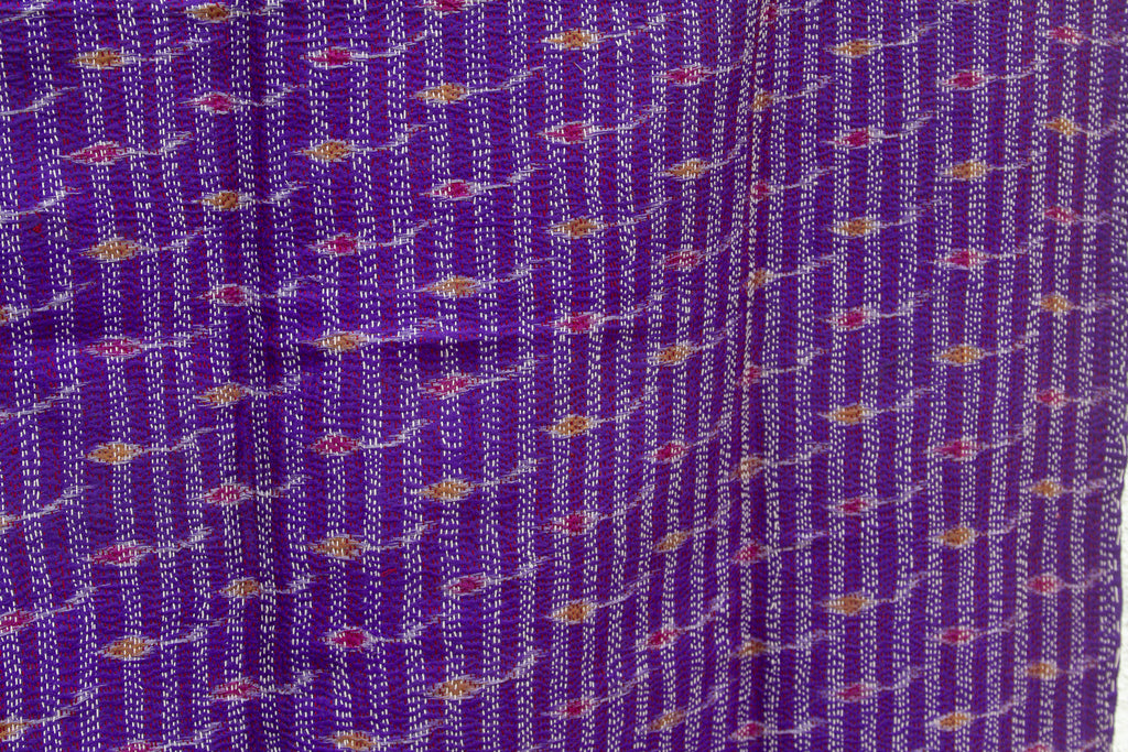 Amethyst Silk Kantha Reversible Throw