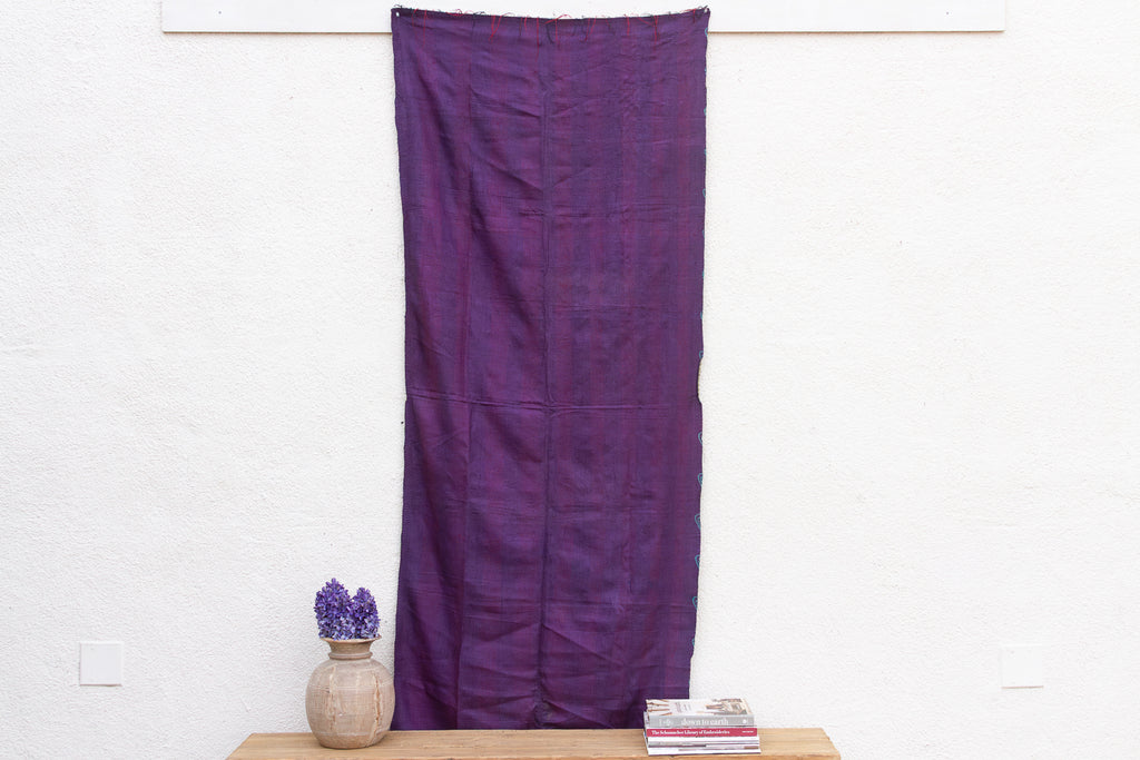 Deep Plum Silk Kantha Reversible Throw