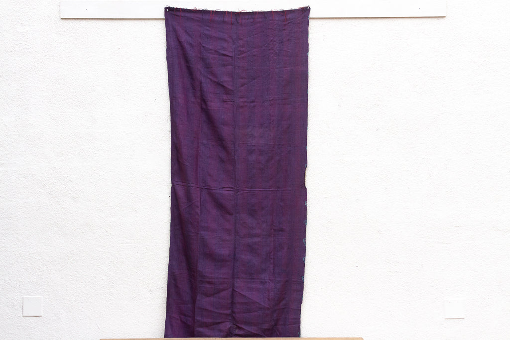 Deep Plum Silk Kantha Reversible Throw