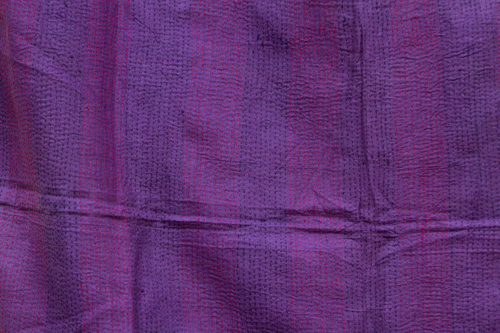 Deep Plum Silk Kantha Reversible Throw