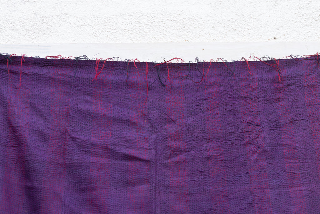 Deep Plum Silk Kantha Reversible Throw