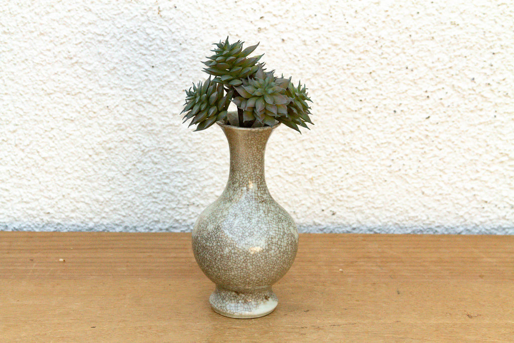 Bulbous Silhouette Ceramic Crackle Small Vase