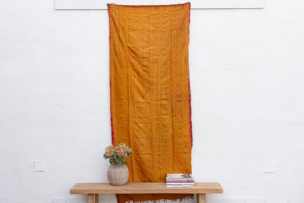 Saffron Silk Kantha Reversible Throw (Trade)