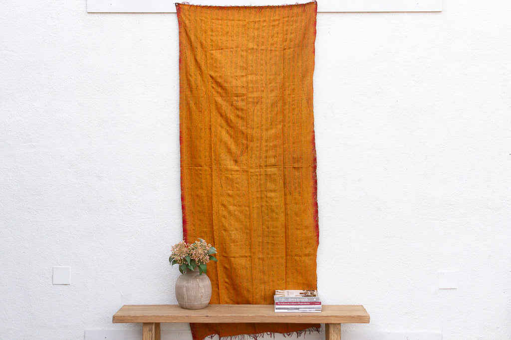 Saffron Silk Kantha Reversible Throw
