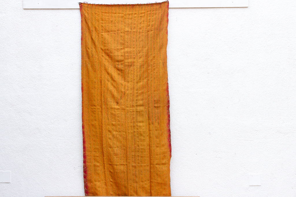 Saffron Silk Kantha Reversible Throw