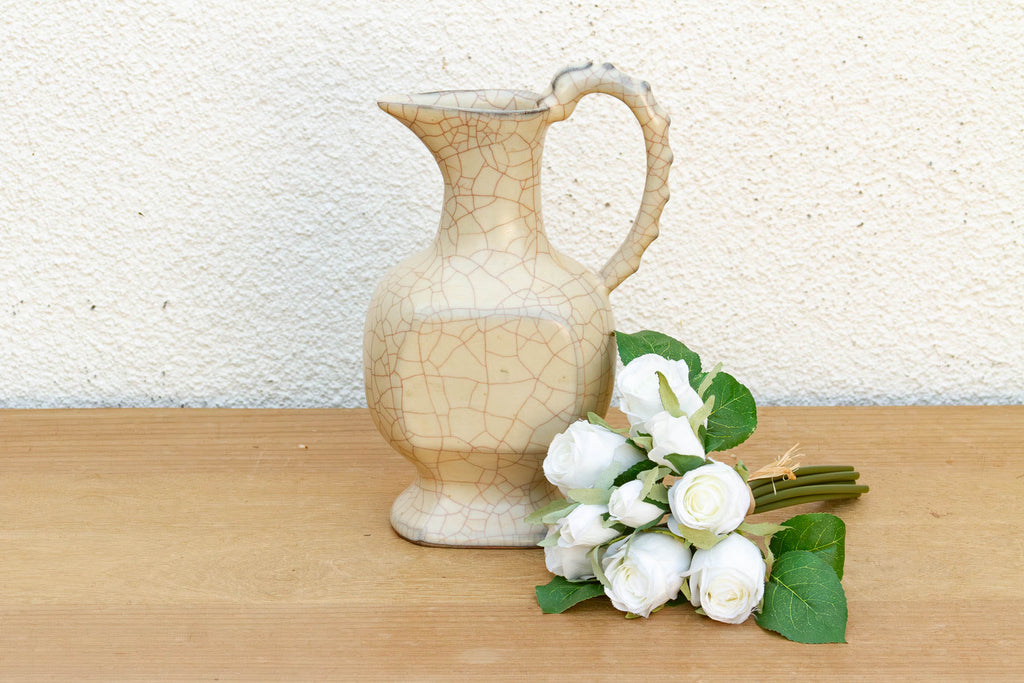Vintage Stylized Handle Ceramic Pitcher