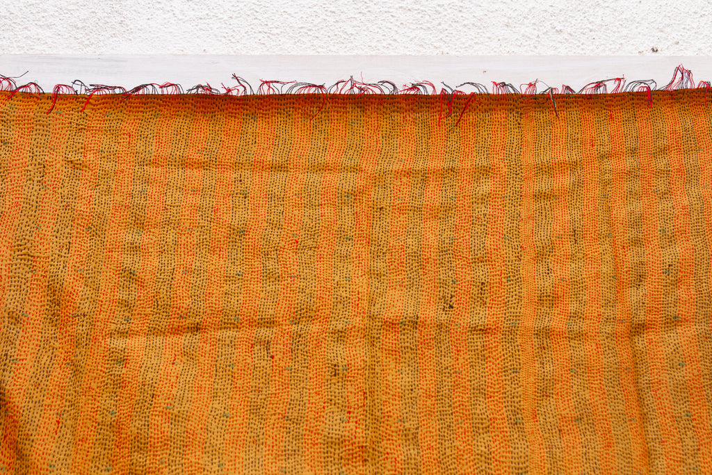 Saffron Silk Kantha Reversible Throw
