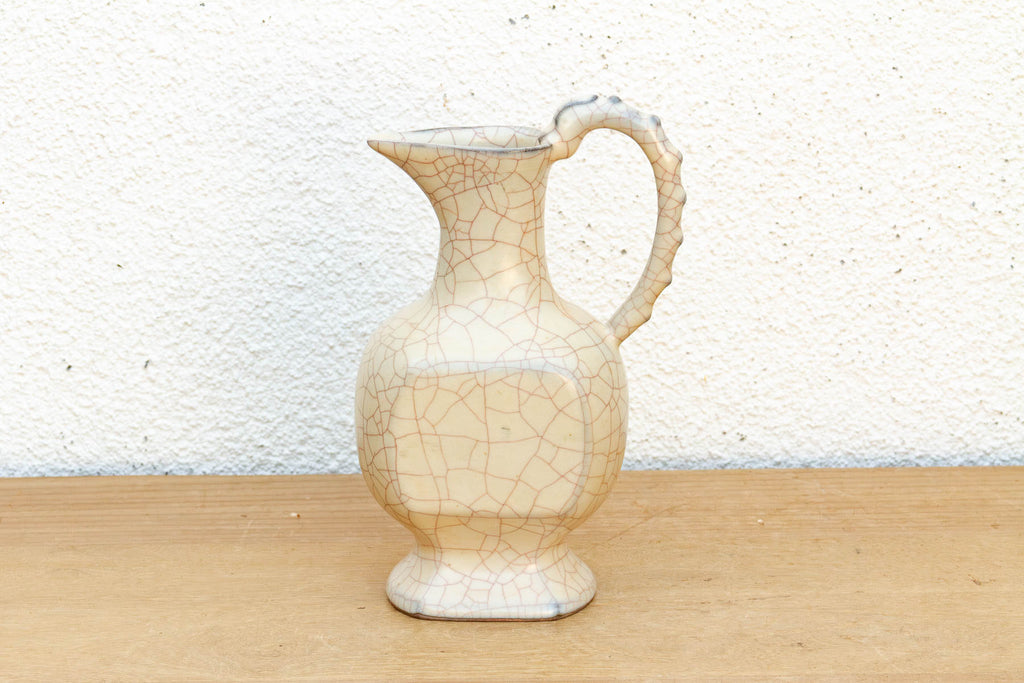 Vintage Stylized Handle Ceramic Pitcher