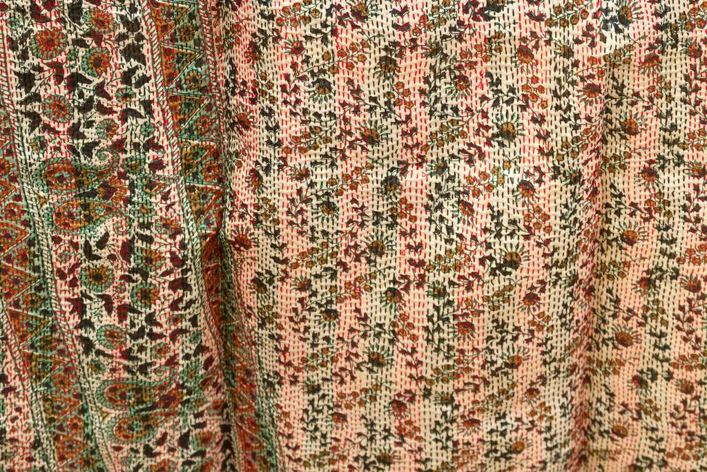 Saffron Silk Kantha Reversible Throw