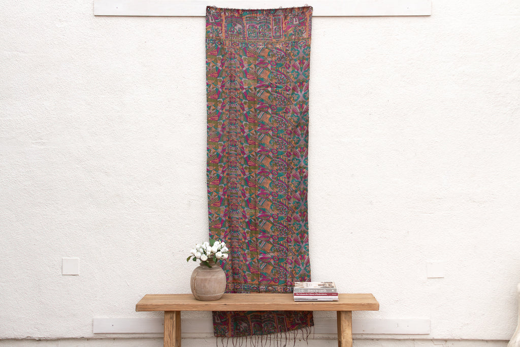 Vibrant Jewel Silk Kantha Reversible Throw