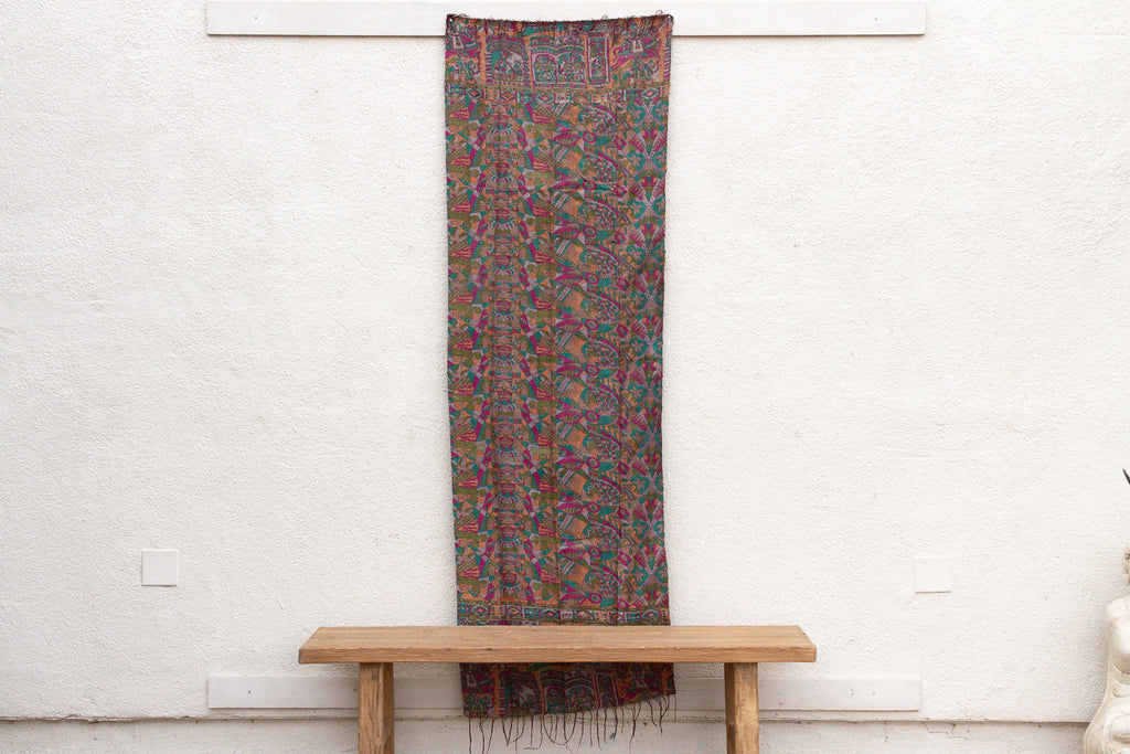 Vibrant Jewel Silk Kantha Reversible Throw