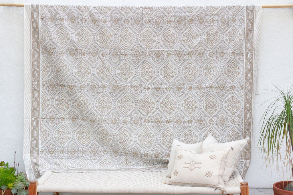 Desert Dune, Hand Blockprint Cotton Coverlet