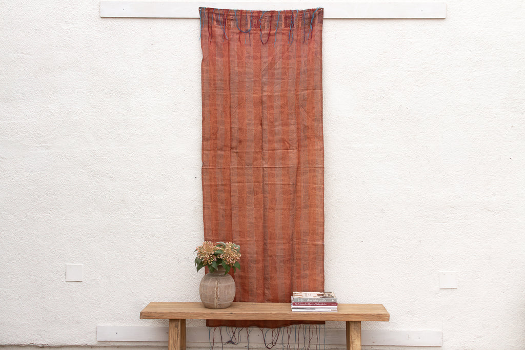 Rust Stripe Silk Kantha Reversible Throw