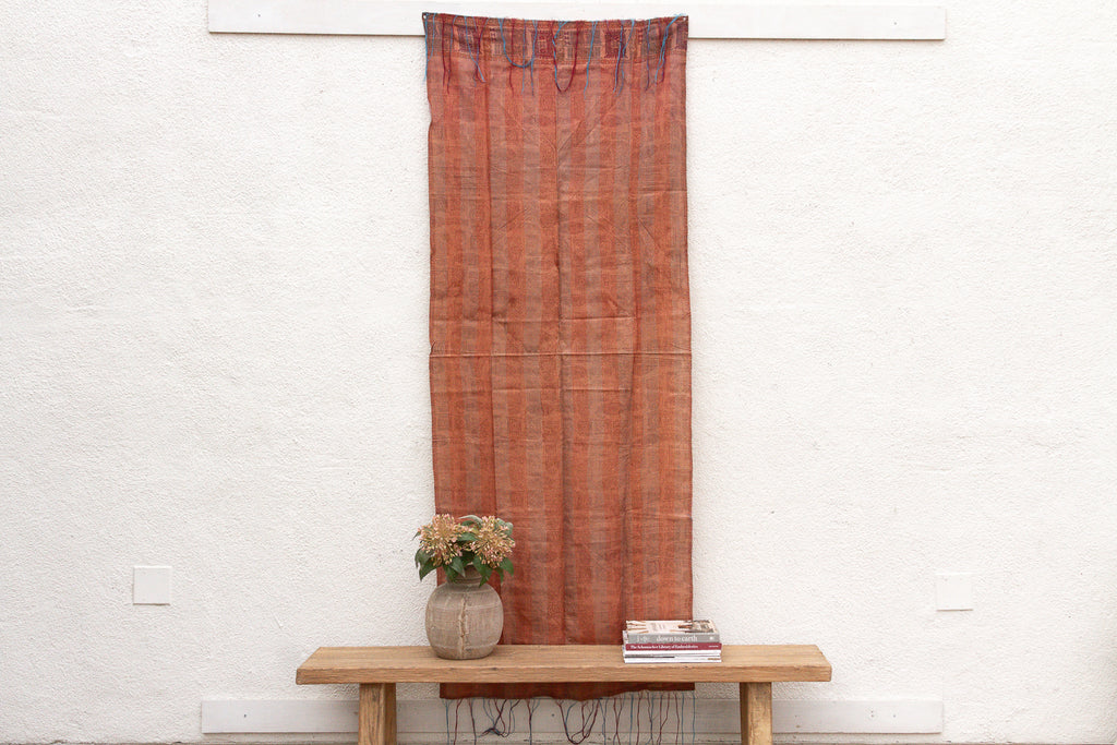 Rust Stripe Silk Kantha Reversible Throw