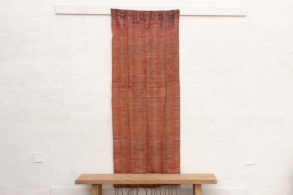 Rust Stripe Silk Kantha Reversible Throw