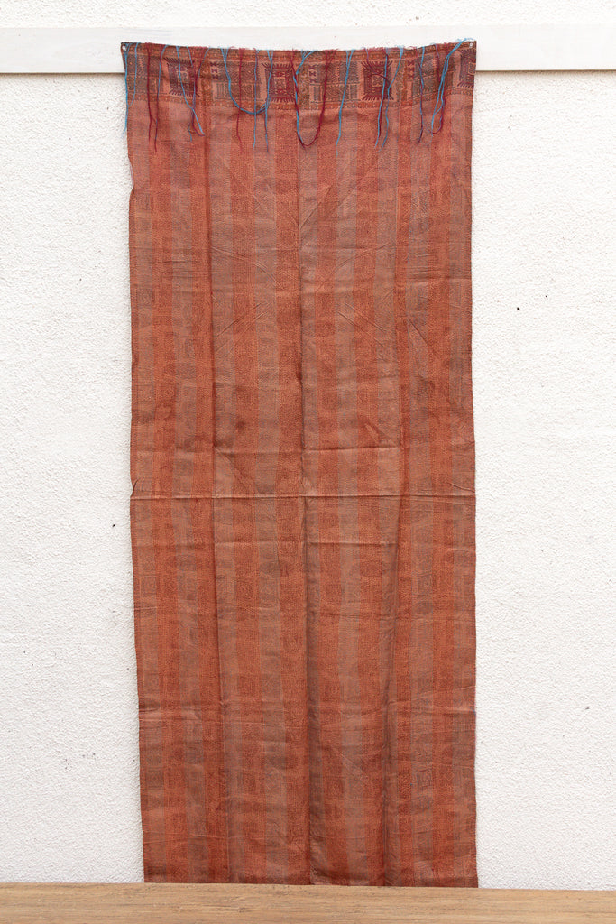 Rust Stripe Silk Kantha Reversible Throw