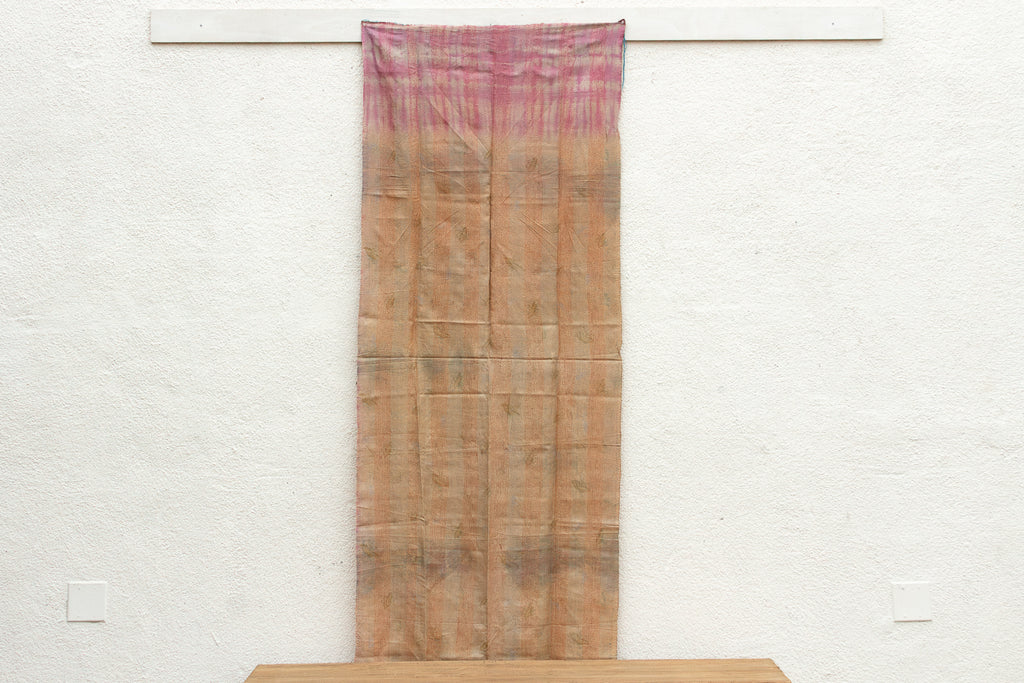 Rust Stripe Silk Kantha Reversible Throw